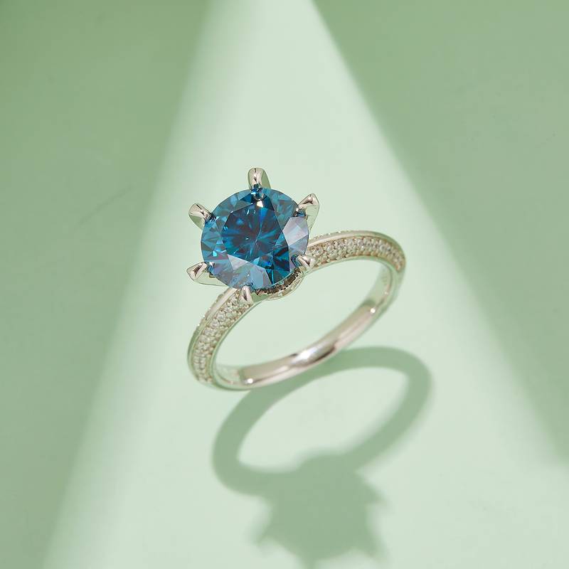 半壁江山S925银镀白金MoissaniteWomen's Ring3.0ctD级